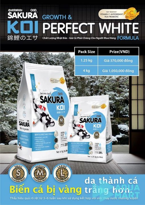 Thức ăn cá koi Sakura Trắng Da Perfect White 1,25Kg – 4Kg – Hạt Nổi 6